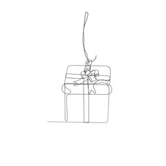 continuous line drawing hanging gift box illustration vector