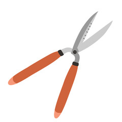 Garden scissors icon, hand tool for cutting brunches and hedges, vector illustration of hedge shears, isolated colored clipart on white background