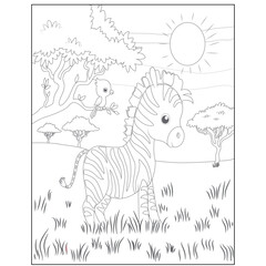 funny animal coloring page for kids