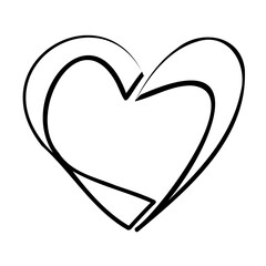 Abstract, stylized heart icon, PNG with transparent background