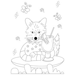 funny animal cocktail coloring page for kids