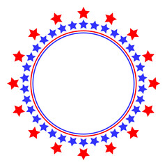 Round frame or logo sign with American flag symbols with an empty space for text.