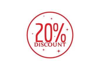Red color of 20 percent discount sign design