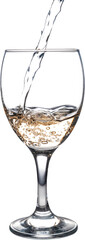 Glass with white wine filling up
