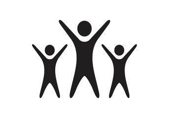 three black human icon in transparent background