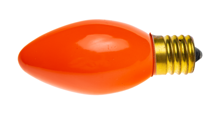 Orange isolated glass c9 light bulb