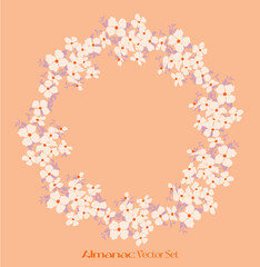Vector Flowers White Citrus Fruit Wreath 