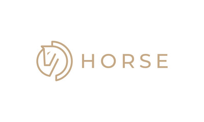 simple horse circle logo style outline icon design.