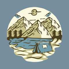 Beauty place for camping graphic illustration vector art t-shirt design