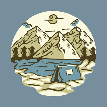 Beauty place for camping graphic illustration vector art t-shirt design