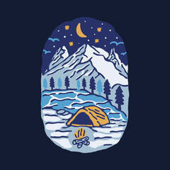 Camping at beauty nature graphic illustration vector art t-shirt design