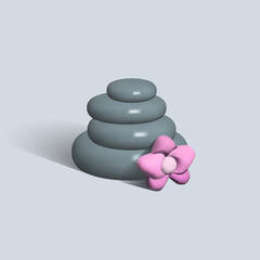 Fototapeta na wymiar hot stones for massage isolated 3d icon
