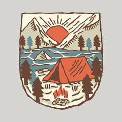 Camping vibe in the beauty nature graphic illustration vector art t-shirt design