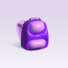 Schoolbag isolated 3d icon. backpack 3d icon