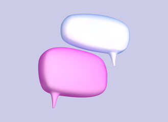 3D Minimal purple and white chat bubble. concept of social media messages. 3d render illustration