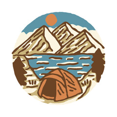 Camping and beauty landscape graphic illustration vector art t-shirt design