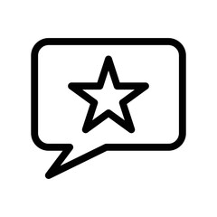 Send feedback icon with bubble speech and star in black outline style