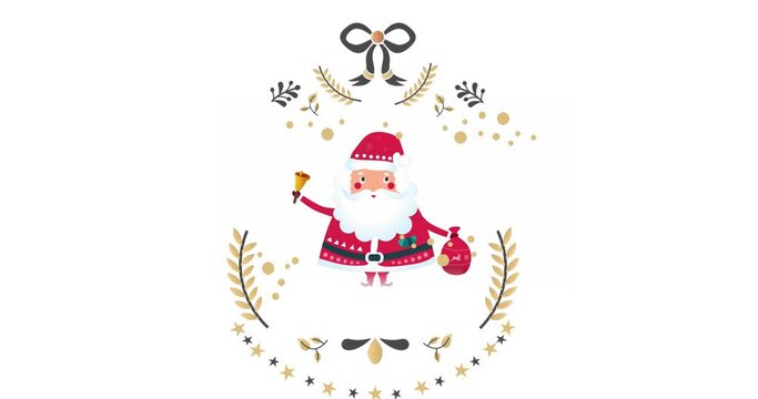 Animation of santa claus over white background