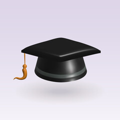 Graduation cap isolated 3d icon.