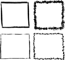 Vector hand drawn squares, black lines, grunge