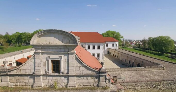 Aerial view of the castle in Zbarazh, Ternopil. Old Zbarazh Castle