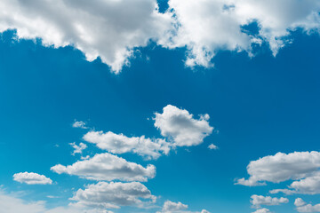 Beautiful landscape of cloudy sky with fluffy clouds. Natural background.