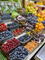 Fototapeta na wymiar fruit and berries on market stall