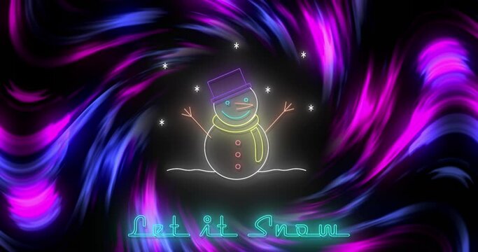 Animation of let it snow text over shapes