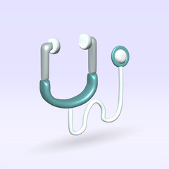 stethoscope isolated 3d icon. stethoscope 3d illustration.