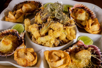 Typical peruvian food and drinks, hot entries
