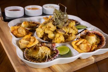 Typical peruvian food and drinks, hot entries
