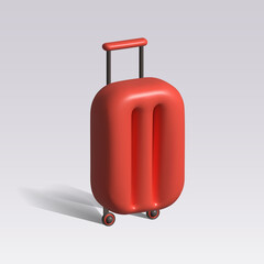 suitcase isolated 3d icon. red suitcase 3d illustration.