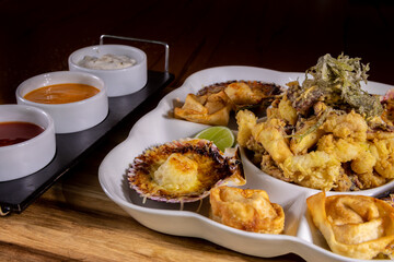 Typical peruvian food and drinks, hot entries