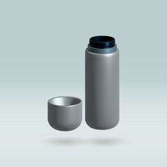 Thermos Bottle isolated 3d icon. Thermos 3d illustration.
