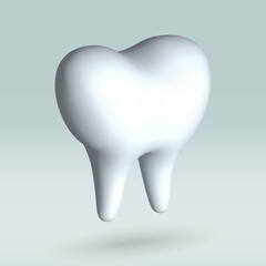 Tooth isolated vector 3d icon. Tooth 3d illustration.