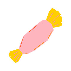 Candies, sugar caramel in wrapper. Vector isolated on white background