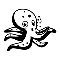 Purple Octopus Concept, Floating in water vector icon design, Aquascaping creature symbol, Aquarium pet Sign, Underwater animal stock illustration