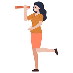 Woman using Binoculars Illustration
