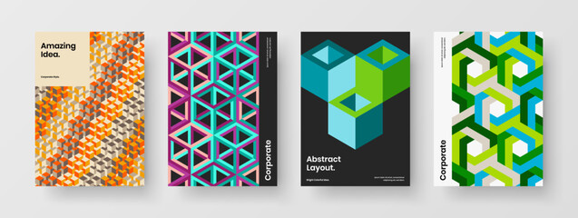 Amazing presentation vector design concept set. Isolated geometric pattern corporate cover illustration collection.
