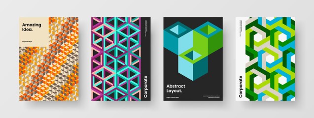 Fototapeta premium Amazing presentation vector design concept set. Isolated geometric pattern corporate cover illustration collection.