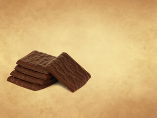 Chocolate thins on old paper background