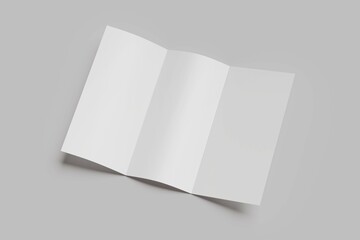 Blank white Trifold brochure for mock up template design. 3d render  JPEG