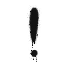 Exclamation mark icon. Black graffiti spray element. © savvalinka