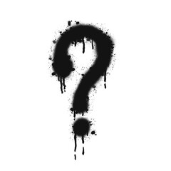 Question mark icon. Black graffiti spray element. 