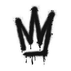 Crown icon. Black graffiti spray element.