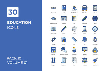 Education icons collection. Set vector line with elements for mobile concepts and web apps. Collection modern icons.