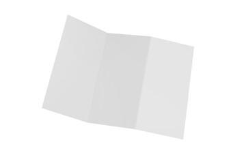 Blank white Trifold brochure for mock up template design. 3d render  PNG