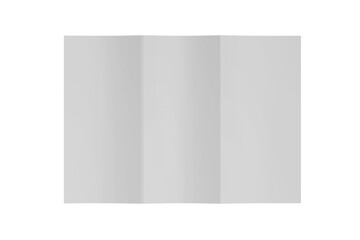 Blank white Trifold brochure for mock up template design. 3d render  PNG