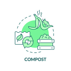 Compost green concept icon. Organic Trash. Recycled garbage. Minimize waste abstract idea thin line illustration. Isolated outline drawing