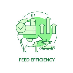 Feed efficiency green concept icon. Livestock greenhouse gases reduction abstract idea thin line illustration. Isolated outline drawing